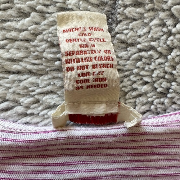 Sundance Women’s Top White Pink Stripe Henley Neck Long Sleeve Size M Cotton - Picture 4 of 11